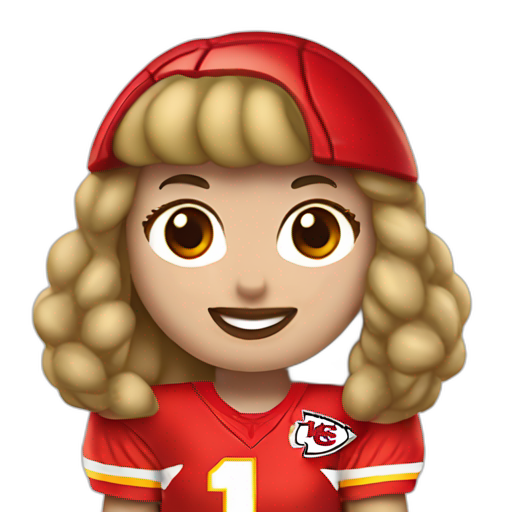 A TOK emoji of a taylor swift in kansas city chiefs jersey