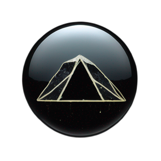 A TOK emoji of a symmetric badge of a jagged post rock album cover black geode with black light crystal inside
