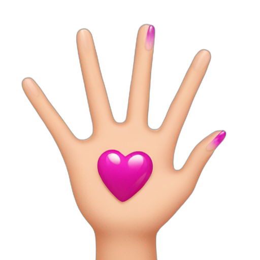 A TOK emoji of a fingers with gel polish make a heart shape with their hands