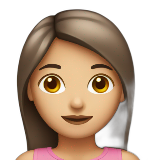 A TOK emoji of a girl with straight hair and brown eyes