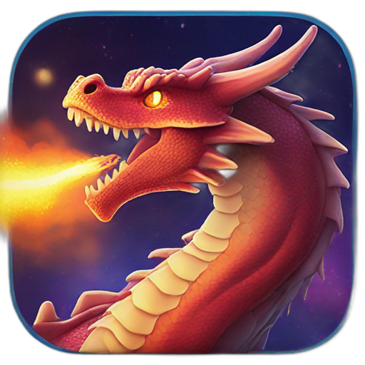 A TOK emoji of a fire-breathing dragon on galaxy background
