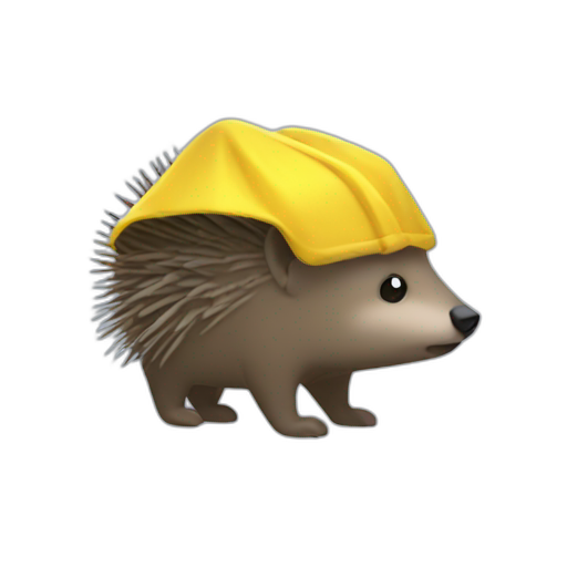 A TOK emoji of a porcupine with a yellow rain coat