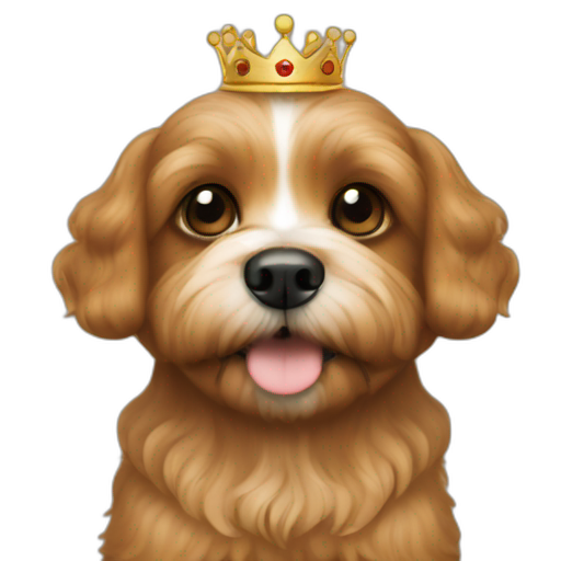 A TOK emoji of a cavapoo with a crown