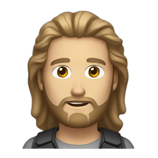 A TOK emoji of a man with light brown beard and long hair in a delorean