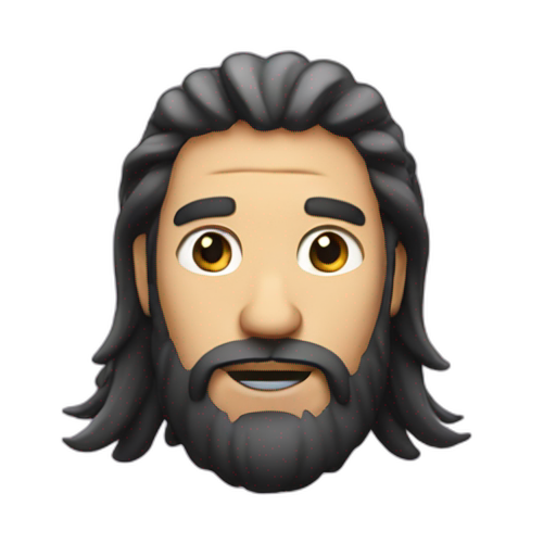 A TOK emoji of a marty mc fly with beard and long hair
