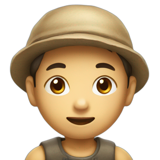A TOK emoji of a small potato young asian boy gatherer