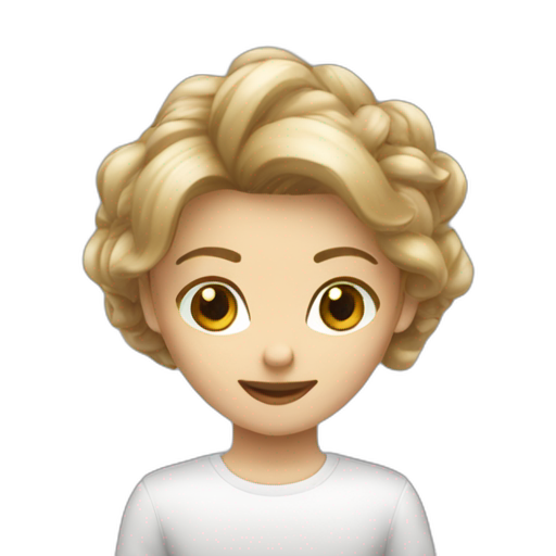 A TOK emoji of a cheveux longs s châtain blond yeux noisette