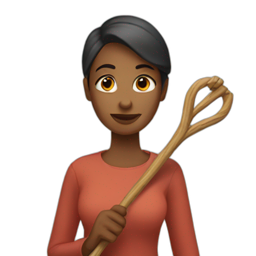 A TOK emoji of a woman holding stick