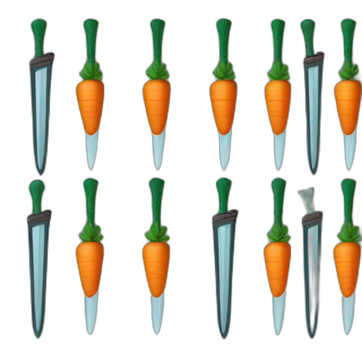 A TOK emoji of a carrot fighting a stick like swords