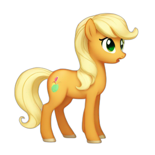 A TOK emoji of a applejack pony fullbody