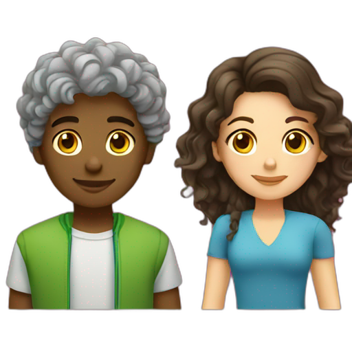 A TOK emoji of a brazilian boy and wavy hair brunette girl