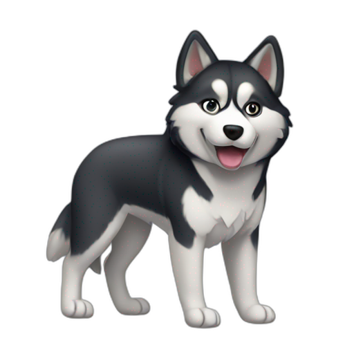 A TOK emoji of a husky, full body, no white on legs